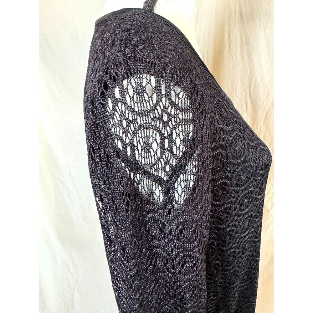 Harlow Vintage Women's Black Lace Cocktail Dress Sz 12 Long Sleeve Sheath Lined - Picture 5 of 7